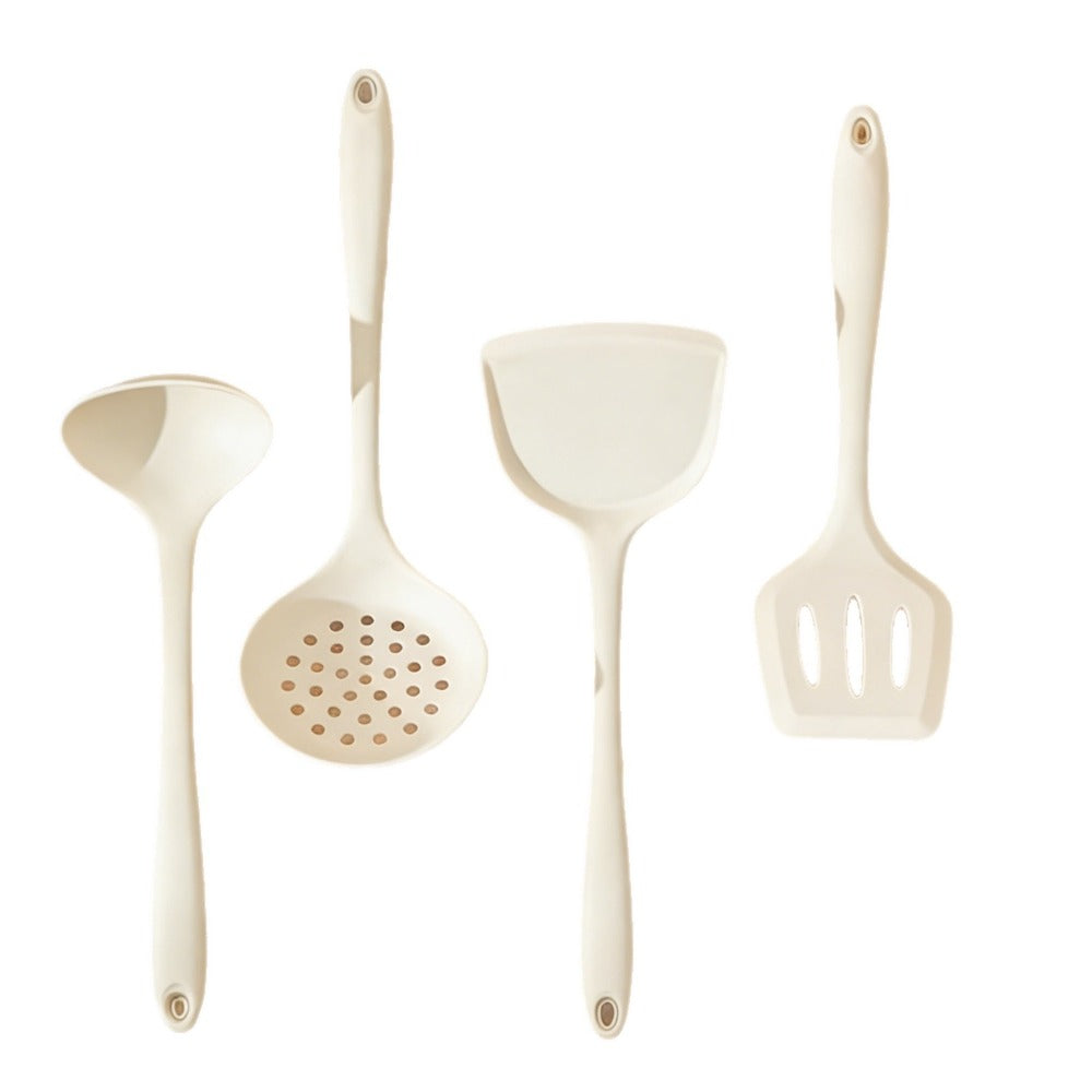 5pcs Set: Silicone Spatula, Non-Stick Pan Home Cooking Utensils, Stir-Fry Spatula, Soup Ladle, Slotted Spoon Set