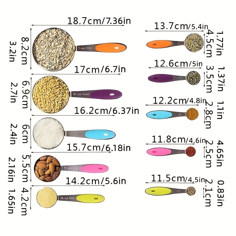 8pcs\u002F13pcs Measuring Cups And Spoons Set, 8pcs Stainless Steel Measuring Cups, 5pcs Spoons, for Dry Liquid Ingredients, Kitchen Gadgets, Kitchenware, Kitchen Accessories, Home Kitchen Items,father Gift
