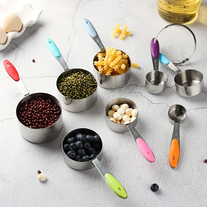 8pcs\u002F13pcs Measuring Cups And Spoons Set, 8pcs Stainless Steel Measuring Cups, 5pcs Spoons, for Dry Liquid Ingredients, Kitchen Gadgets, Kitchenware, Kitchen Accessories, Home Kitchen Items,father Gift