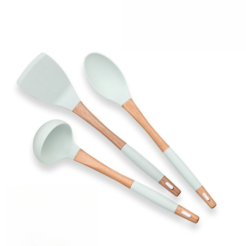 5pcs Silicone Kitchenware Set | Nonstick Cooking Utensils with Wooden Handle, Heat-Resistant Spatula and Spoon Set for Home Use, Ideal for Various Holidays