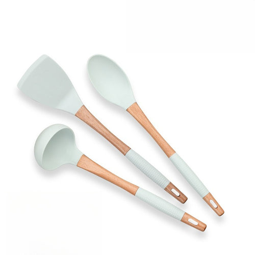 5pcs Silicone Kitchenware Set | Nonstick Cooking Utensils with Wooden Handle, Heat-Resistant Spatula and Spoon Set for Home Use, Ideal for Various Holidays