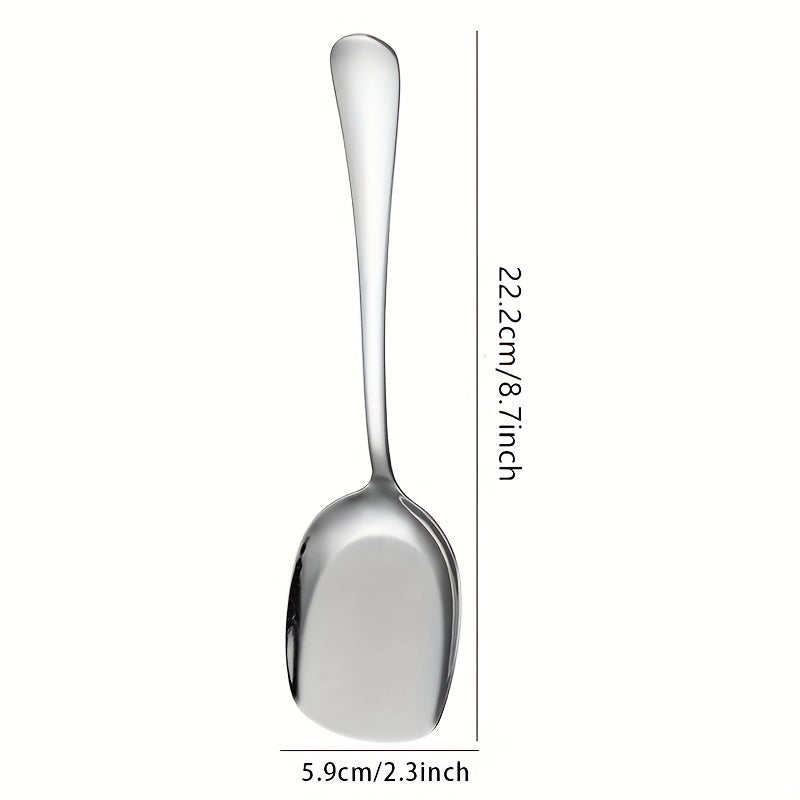 6pcs stainless steel long-handled service spoon set, oversized meal spoon, long-handled spoon, generous head spoon, serving spoon, public spoon, for rice, soup, porridge, catering service tableware, Buffet Serving, Professional Serving Set, Oversized
