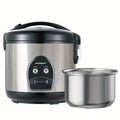 Moosum Electric Rice Cooker with One Touch for Asian Japanese Sushi Rice, 5-Cup Uncooked with Stainless Steel Inner Pot, Removable Inner Cover And Auto Warmer, Silvery