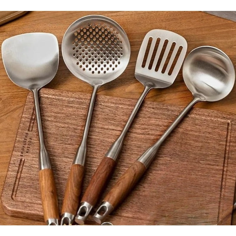 316 Grade Stainless Steel Spatula Colander Soup Spoon Frying Spatula Rice Spoon Wok Kitchen Household Goods Kitchen Utensils Set