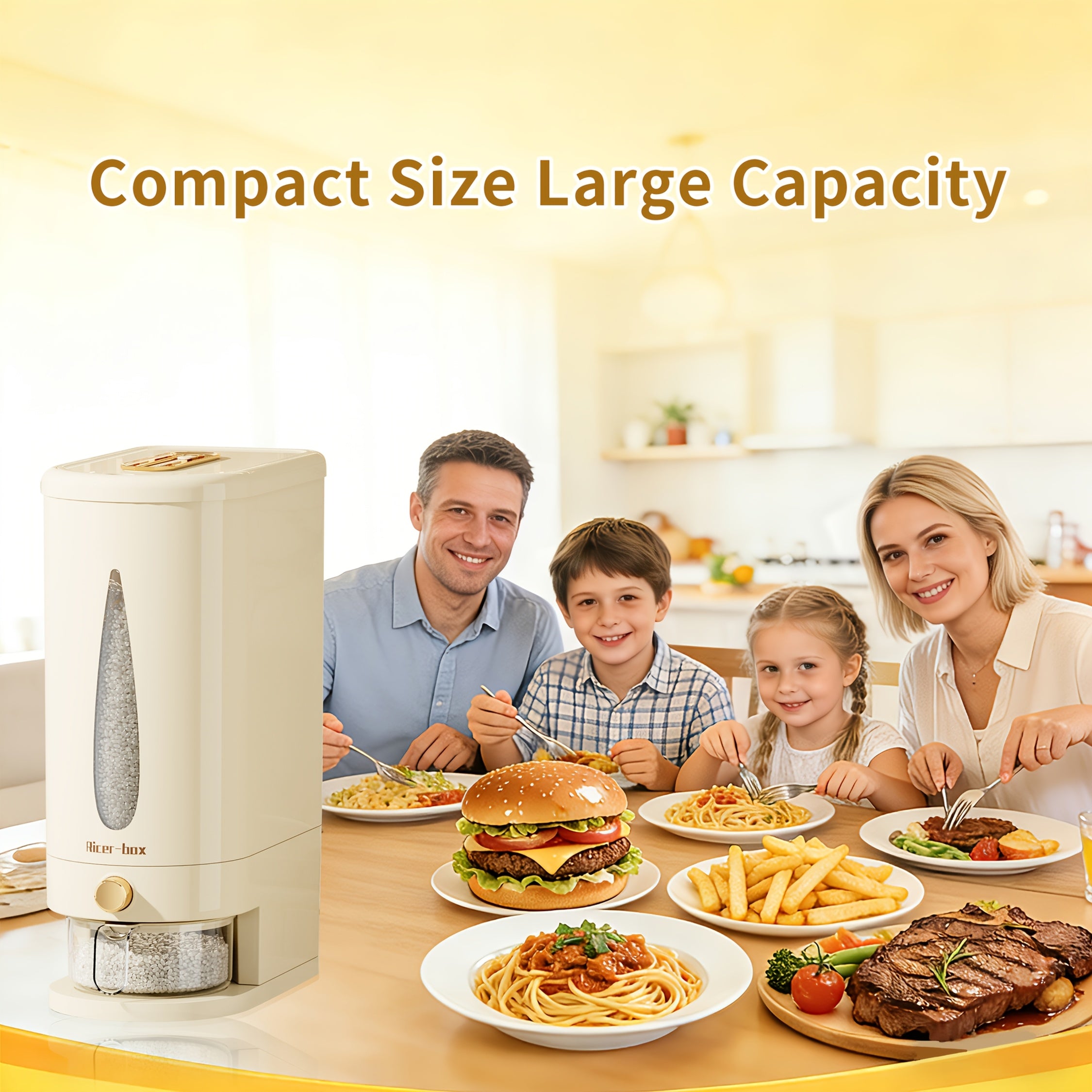 Rice Dispenser 11\u002F22 Pound Large Capacity Press Cup Type Rice Container, Equipped with a Measuring Cup And Moisture-Proof Seal with Time Markings, Can Store Rice, Grains, Pet Food | One Click Design | Kitchen Storage Utensils