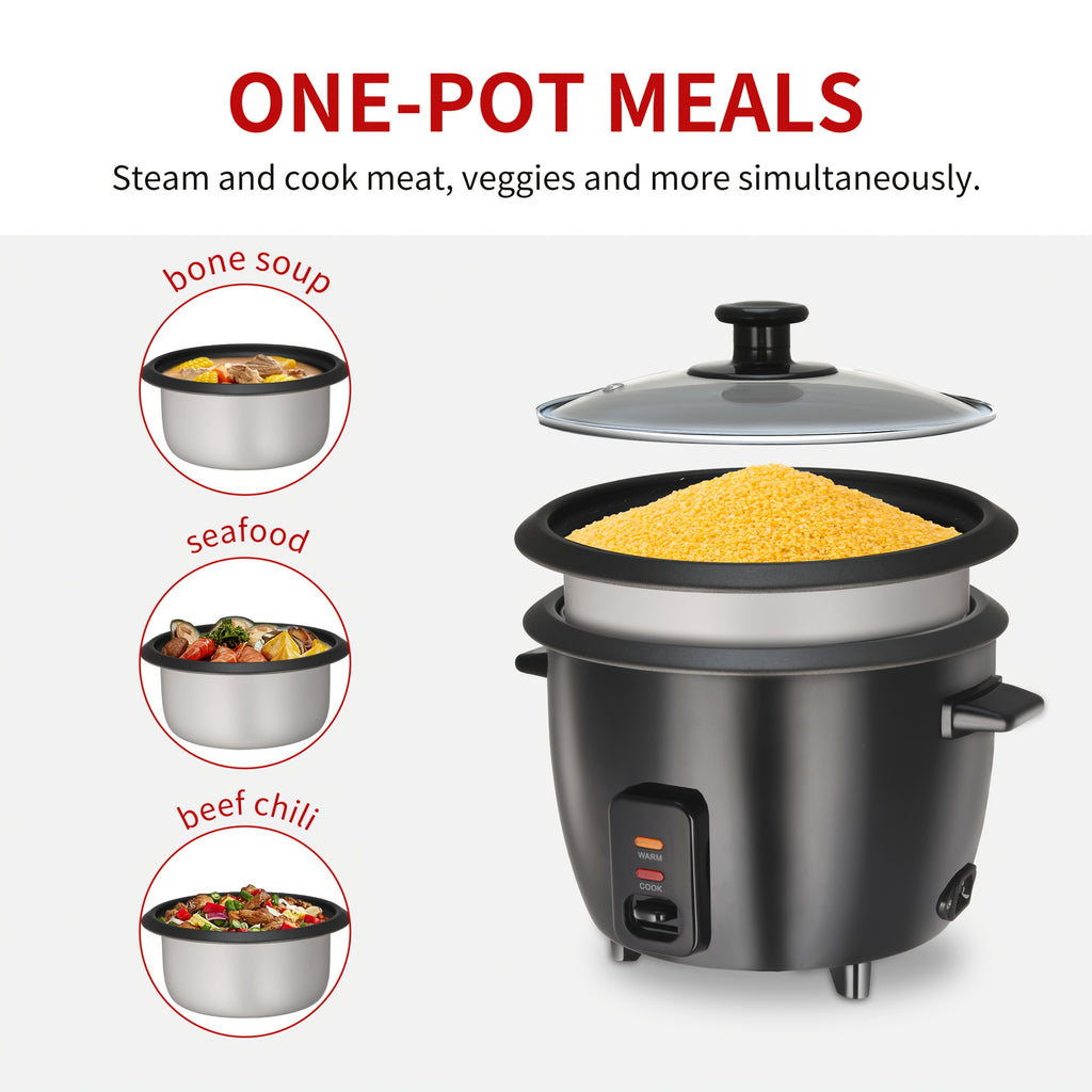 A Rice Cooker Featuring a Detachable Nonstick Pot, It Also Functions As a Yogurt Maker with an Automatic Keep Warm Feature. It Has a Large Capacity of 6 Cups When Cooked (1.5 Quarts) And 3 Cups When Uncooked. This One-Touch Operation Grain Cooker Is