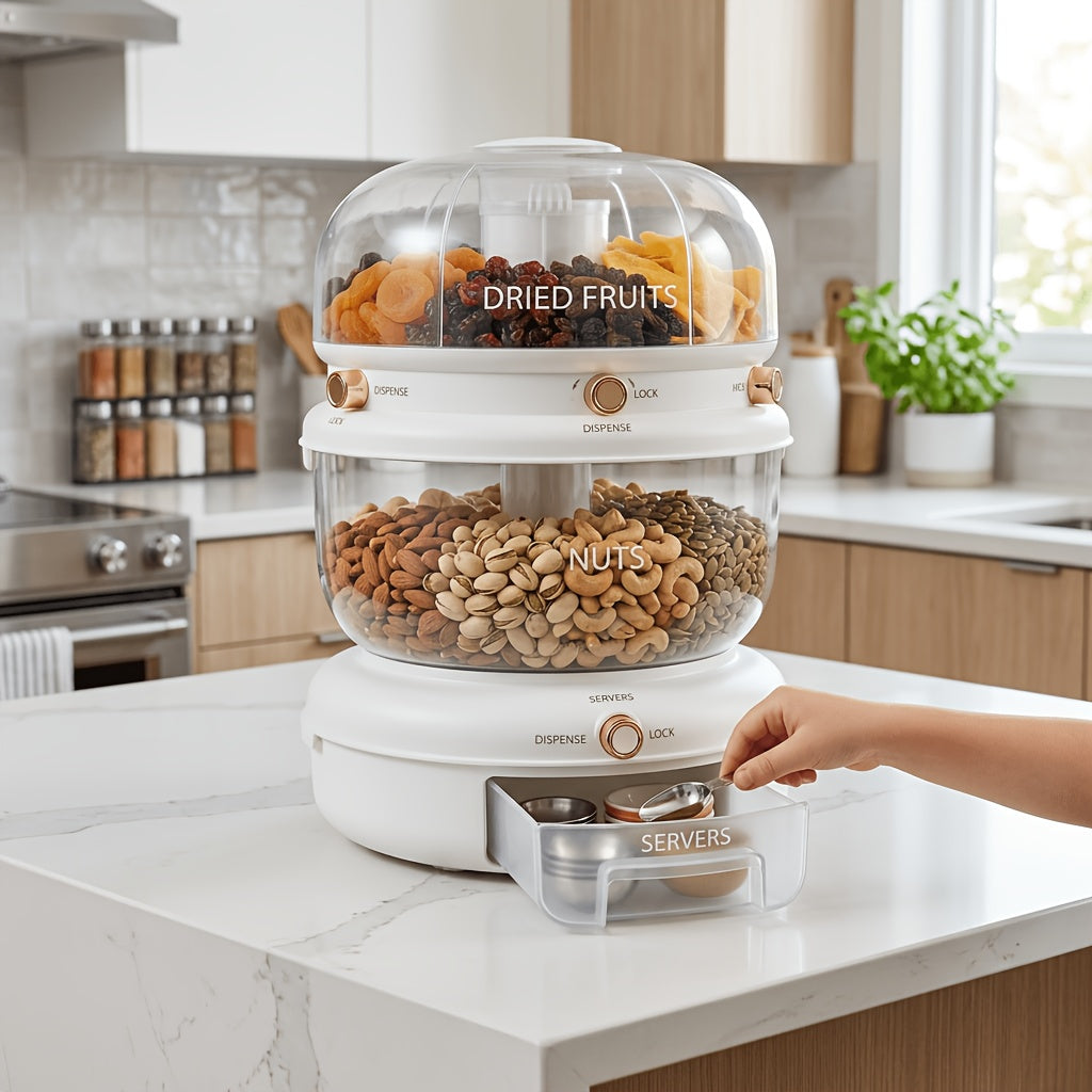 Golden Medal Automatic Rice Dispenser with Measuring Cup | Large Capacity, Moisture-proof And Sealed Rice Storage Box, Ideal for Storing Rice, Grains, Flour, Kitchen Essentials, And Pet Food for Cats And Dogs.