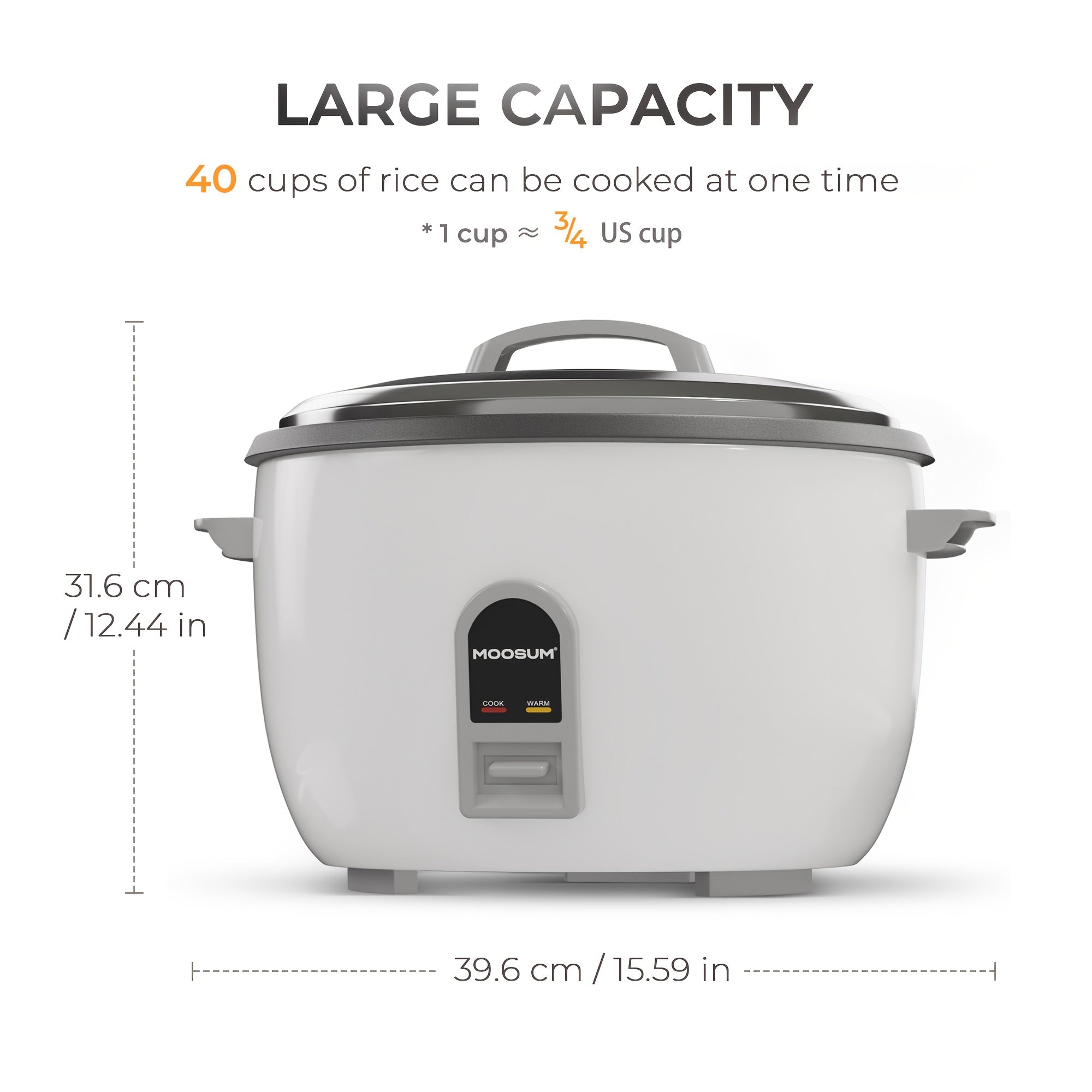 MOOSUM Commercial Rice Cooker, with a Large Capacity of 30 Cups Uncooked And 60 Cups Cooked, Features One-Touch Operation And a 12-Hour Keep Warm Function, Making It User-Friendly And Easy to Clean