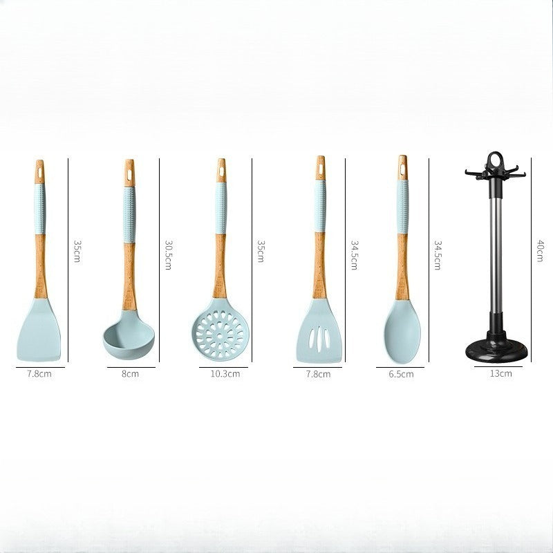 5pcs Silicone Kitchenware Set | Nonstick Cooking Utensils with Wooden Handle, Heat-Resistant Spatula and Spoon Set for Home Use, Ideal for Various Holidays