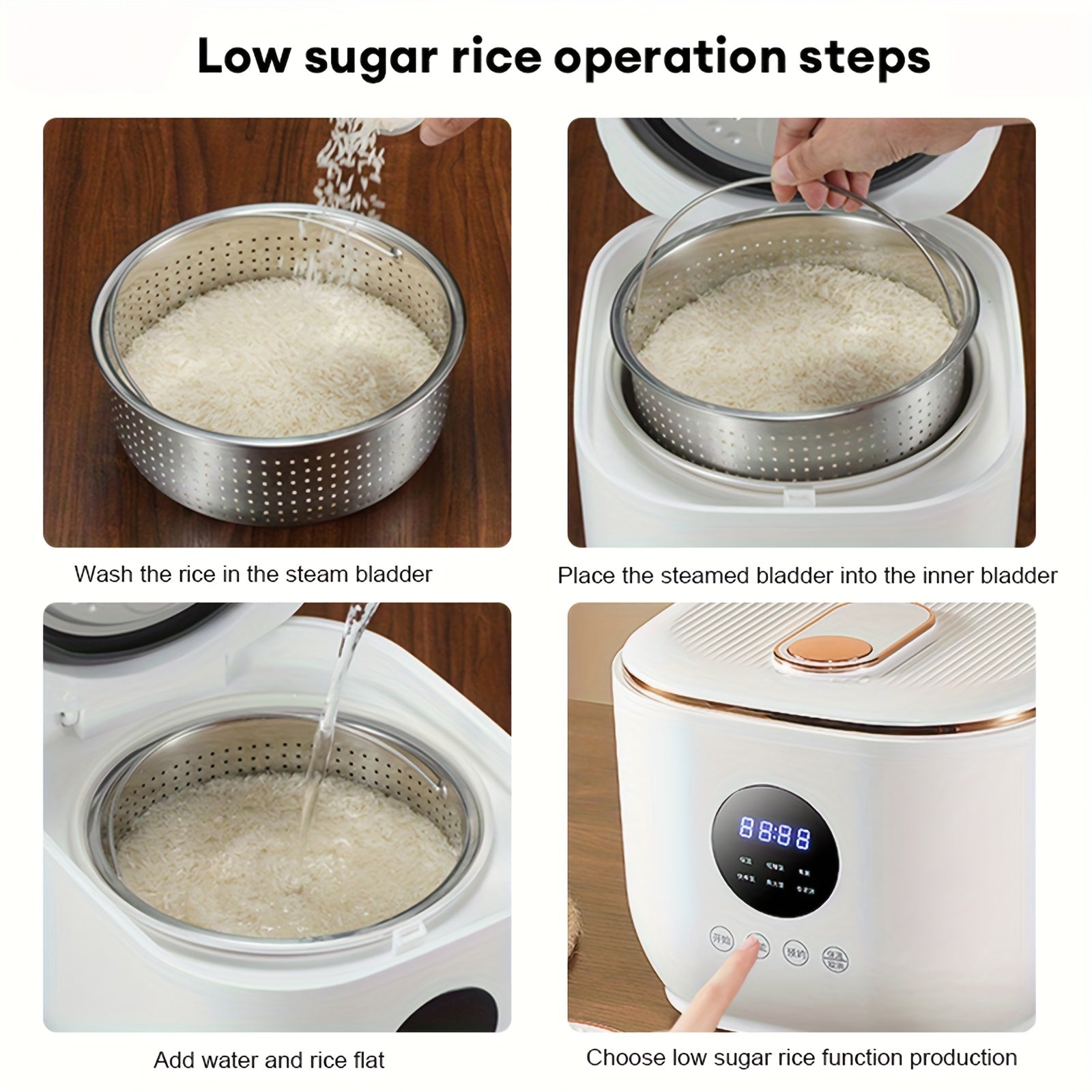 Yalulu Rice Cooker, Smart Electric Cooker, Touch Screen, Digital Display, 3L\u002F 101.44Oz Capacity, Can Make Rice, Porridge, Soup, 24-Hour Timer And Keep Warm Function, Suitable for Home Use