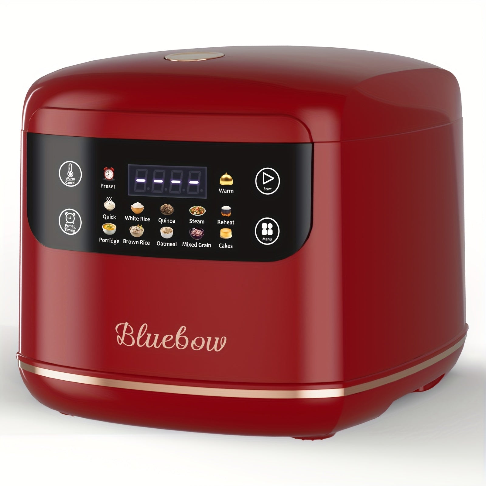 Bluebow 67.63oz Mini Digital Rice Cooker, 10-in-1 Portable Multi Function Rice Cooker, Auto Presets, Non Stick Inner Pot, Touch-screen, Delay & Keep Warm, Black