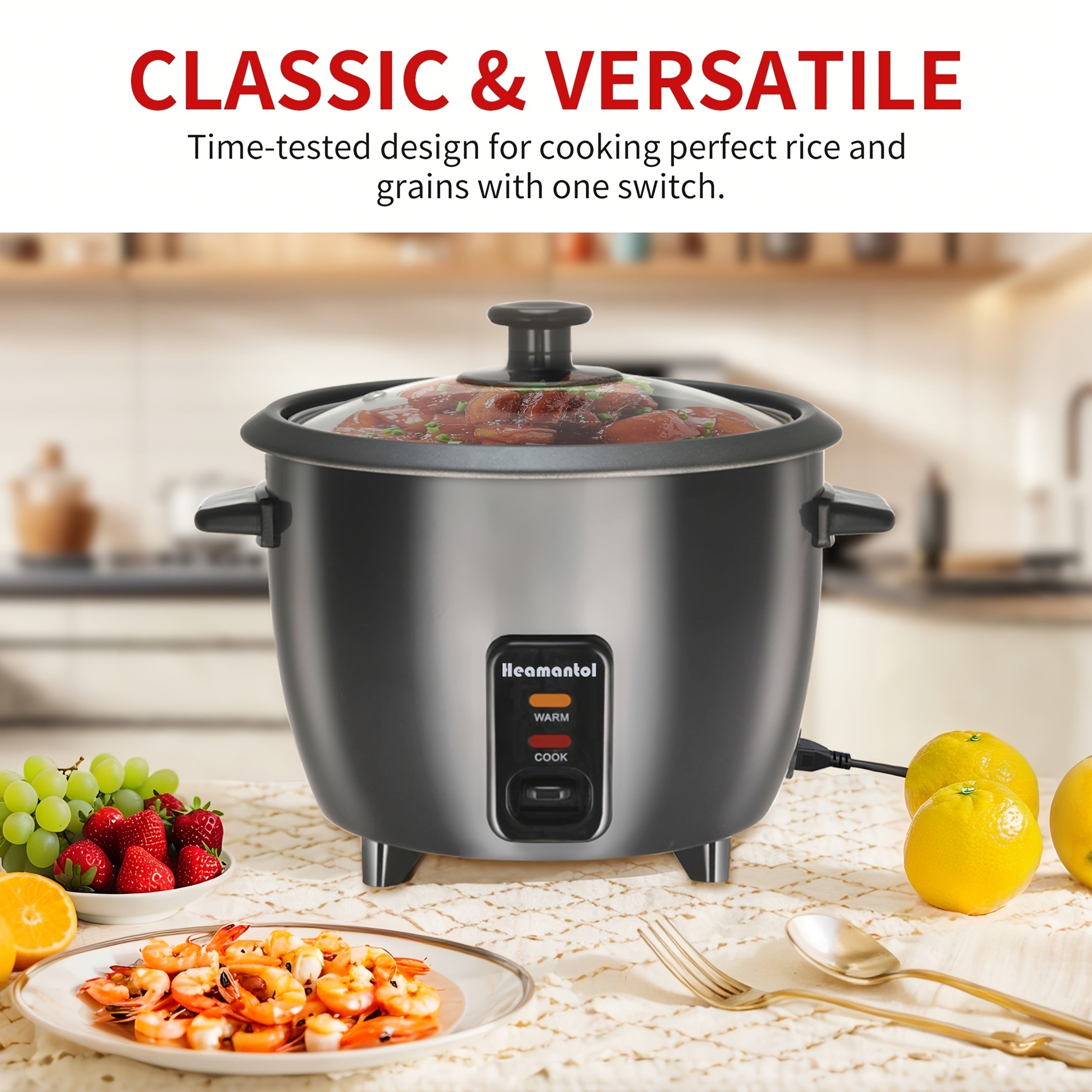 A Rice Cooker Featuring a Detachable Nonstick Pot, It Also Functions As a Yogurt Maker with an Automatic Keep Warm Feature. It Has a Large Capacity of 6 Cups When Cooked (1.5 Quarts) And 3 Cups When Uncooked. This One-Touch Operation Grain Cooker Is