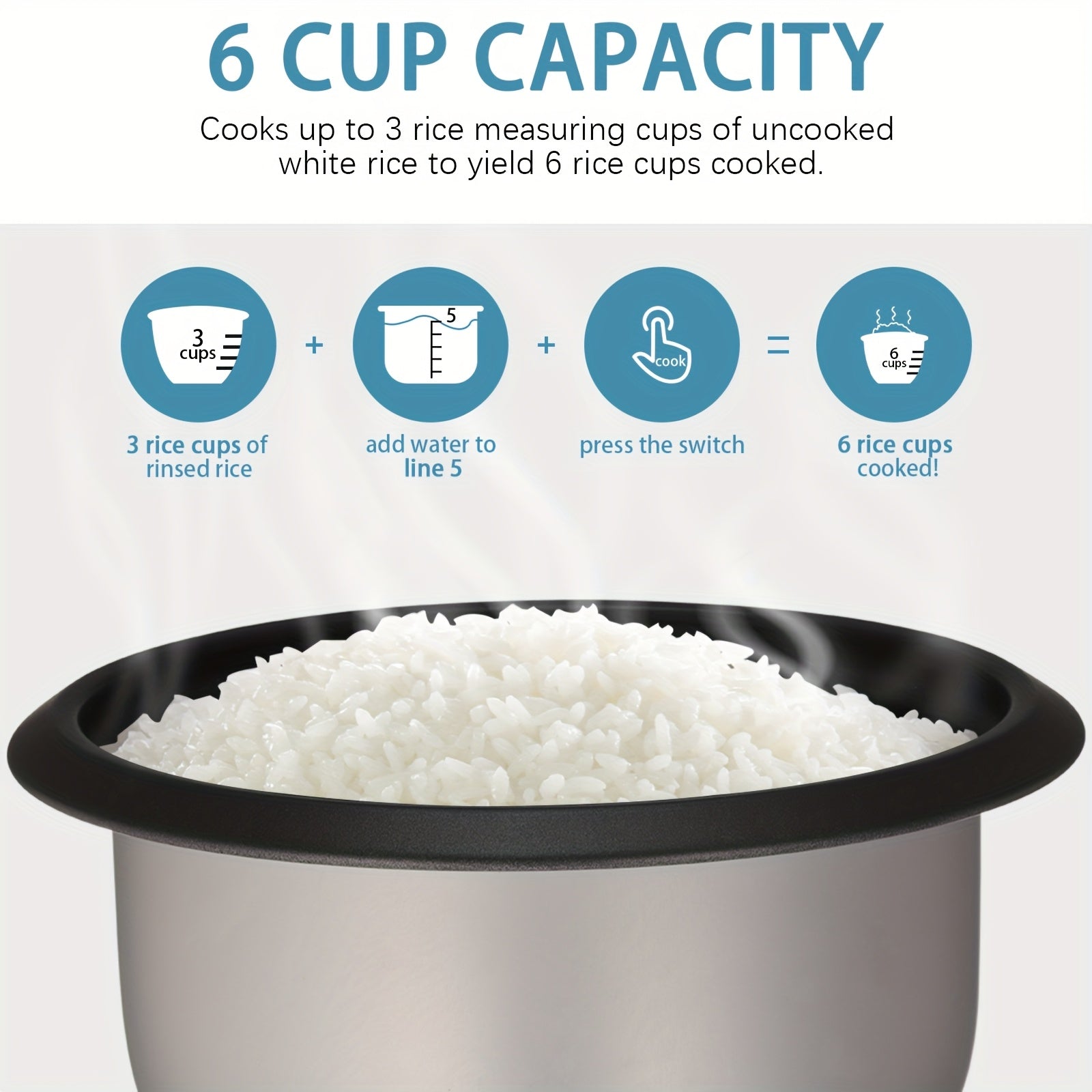 A Rice Cooker Featuring a Detachable Nonstick Pot, It Also Functions As a Yogurt Maker with an Automatic Keep Warm Feature. It Has a Large Capacity of 6 Cups When Cooked (1.5 Quarts) And 3 Cups When Uncooked. This One-Touch Operation Grain Cooker Is