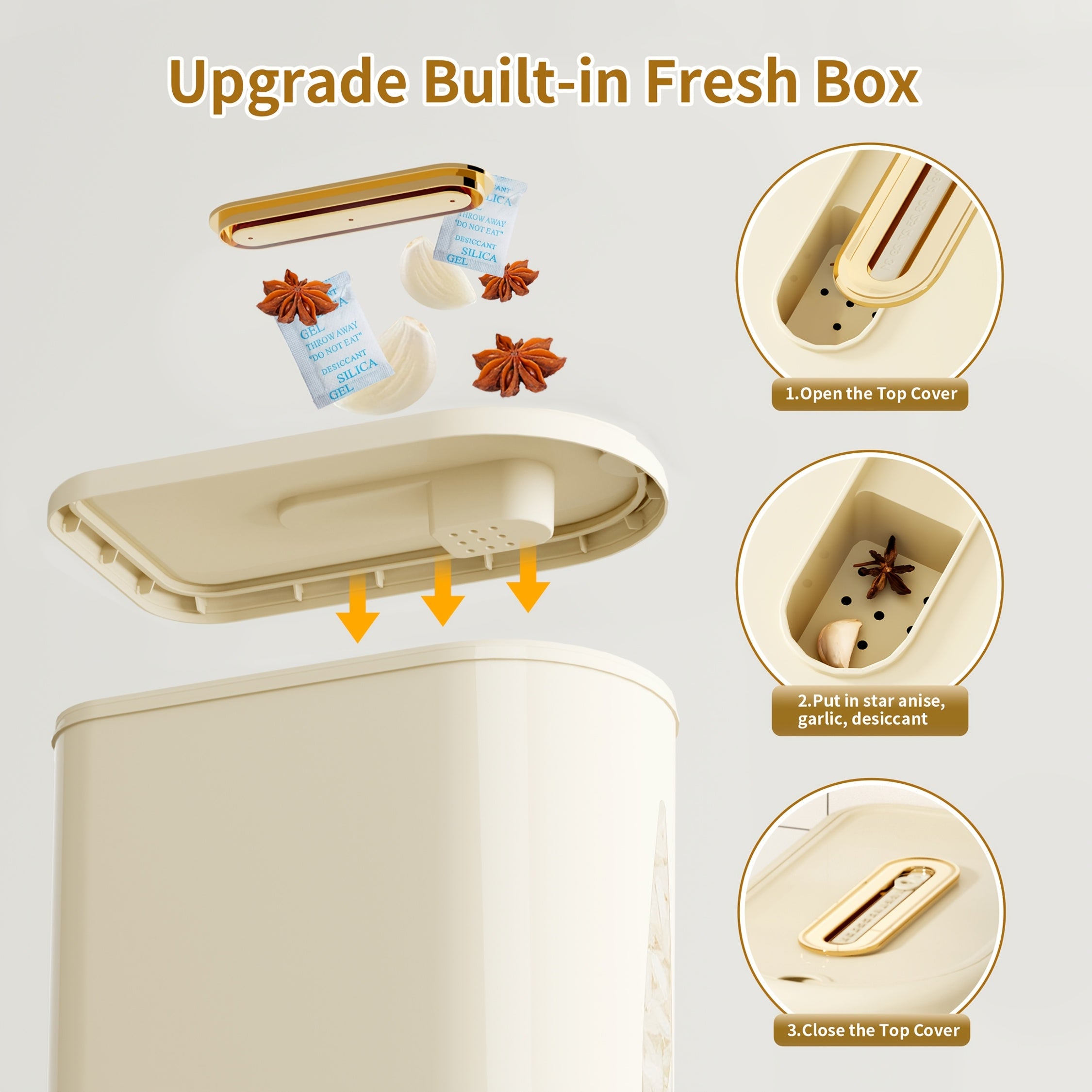 Rice Dispenser 11\u002F22 Pound Large Capacity Press Cup Type Rice Container, Equipped with a Measuring Cup And Moisture-Proof Seal with Time Markings, Can Store Rice, Grains, Pet Food | One Click Design | Kitchen Storage Utensils