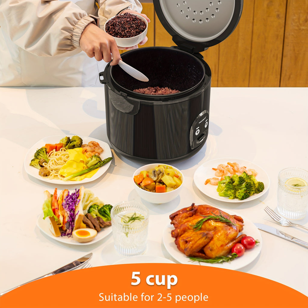 MOOSUM Electric Rice Cooker with One Touch for Asian Japanese Sushi Rice, 5-cup Uncooked\u002F10-cup Cooked, Fast Convenient Cooker with Ceramic Nonstick inner pot, Stainless Steel Housing and Auto Warmer