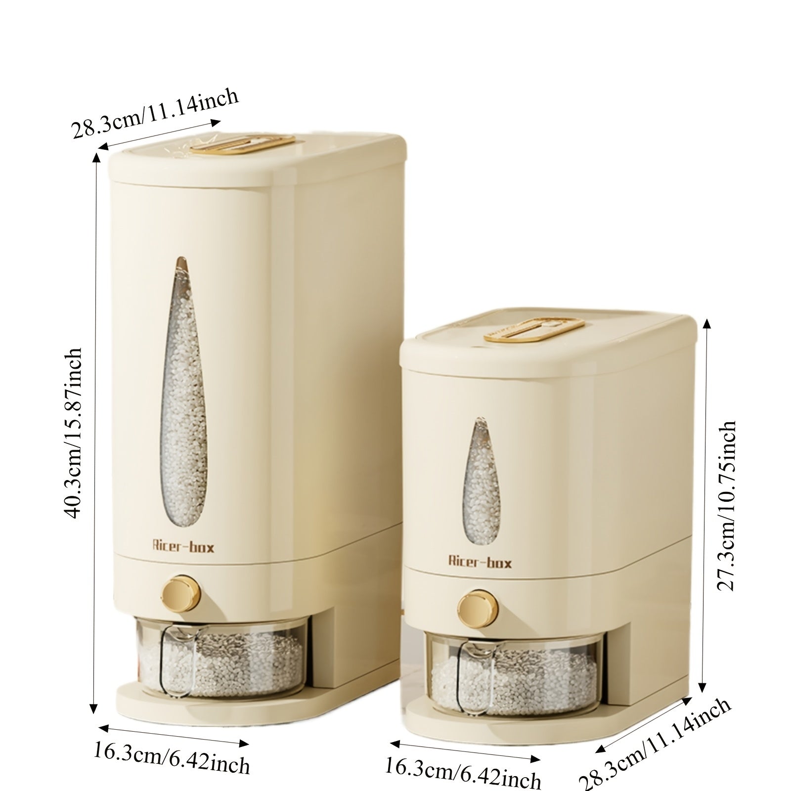 Rice Dispenser 11\u002F22 Pound Large Capacity Press Cup Type Rice Container, Equipped with a Measuring Cup And Moisture-Proof Seal with Time Markings, Can Store Rice, Grains, Pet Food | One Click Design | Kitchen Storage Utensils