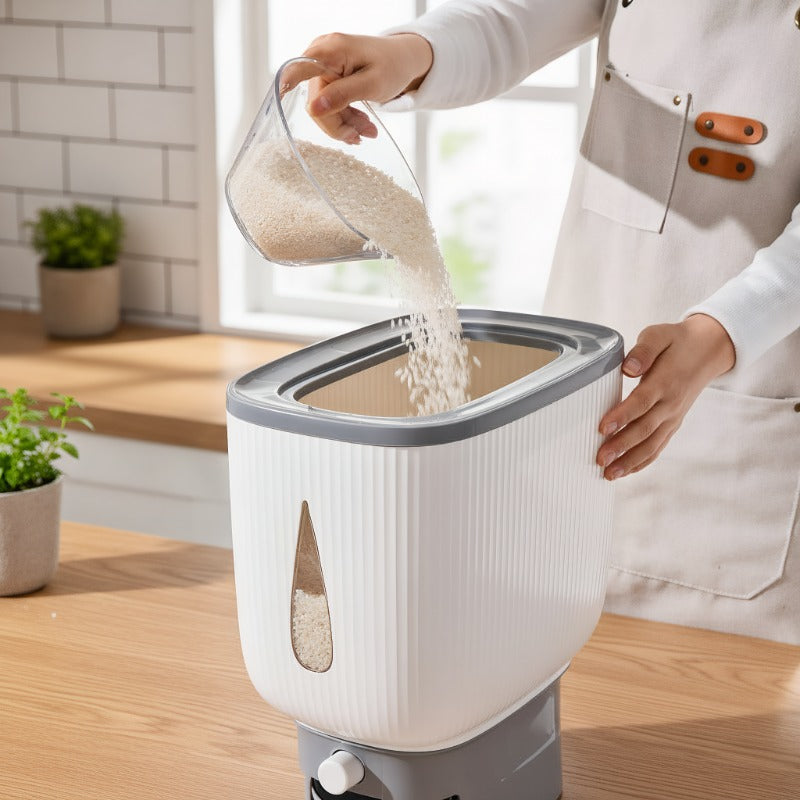 Rice Dispenser 11\u002F22-pound Large-capacity Rice Container Comes with A Measuring Cup And Time Markings, Perfect for Kitchen Organization And Pantry Storage Of Grains And Dry Foods